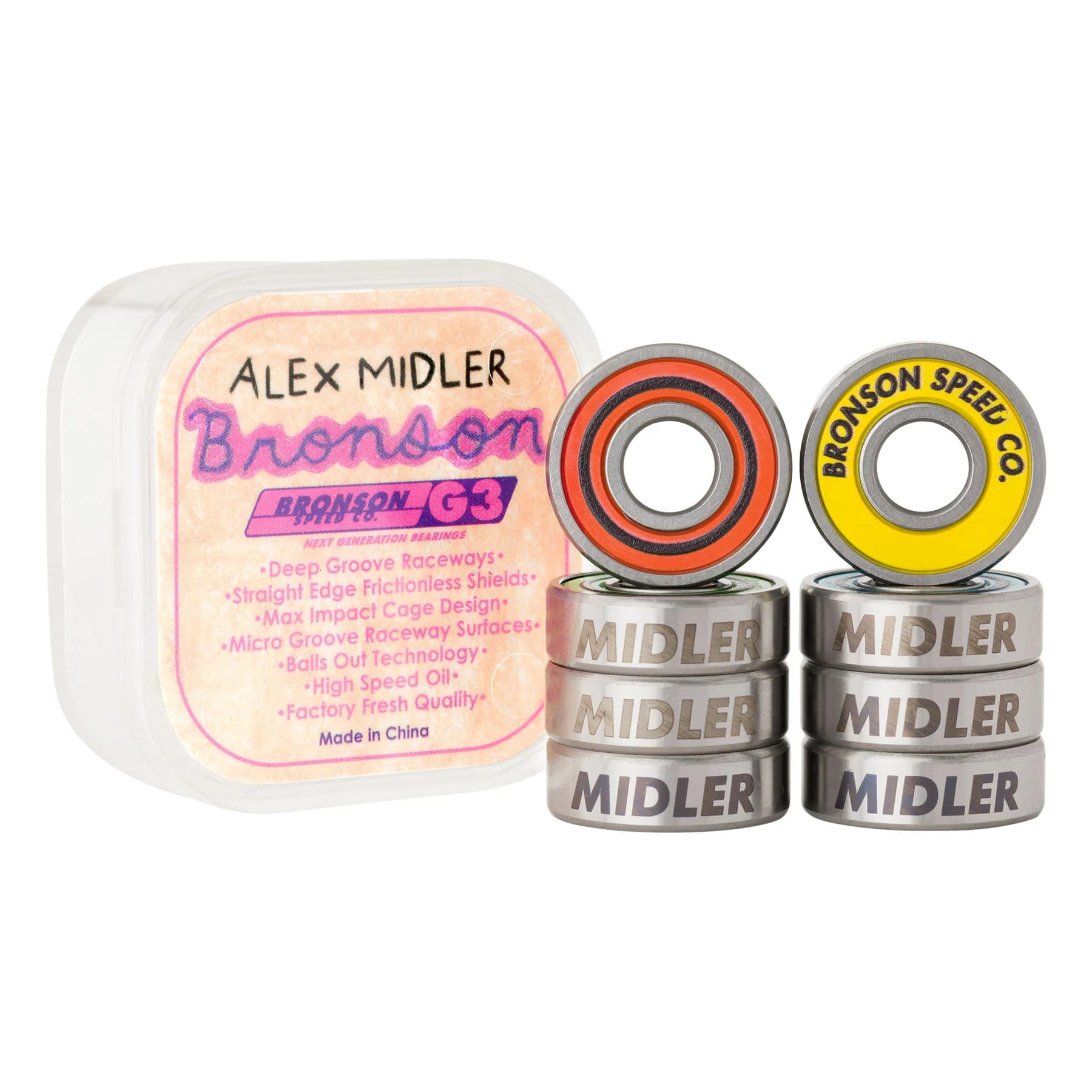 Alex Midler G3 Bronson Skateboard Bearings - main product image