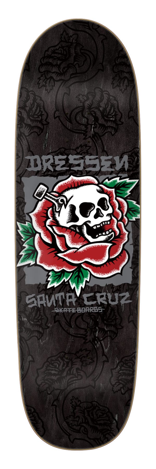 Dressen Skull Rose Santa Cruz Shaped Skateboard Deck - main product image