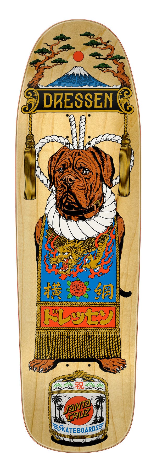 Dressen Sumo Dog Santa Cruz Shaped Skateboard Deck - main product image