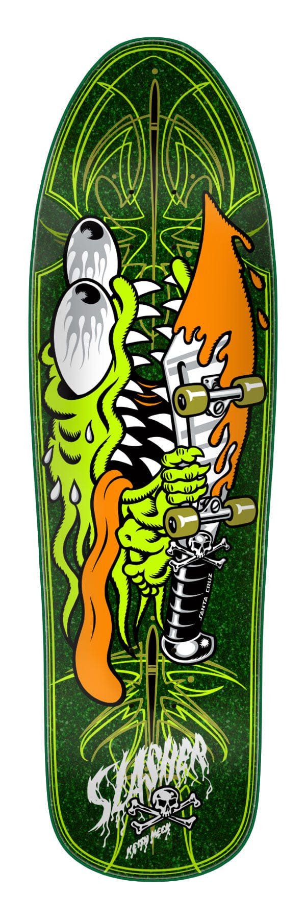 Meek Green Pinstripe Slasher Santa Cruz Skateboard Deck - main product image